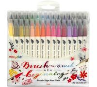 Pentel Feutres SESW30C-30 - Lot de 30 encre à base d'eau, 2 pointes flexibles, 30 couleurs assorties
