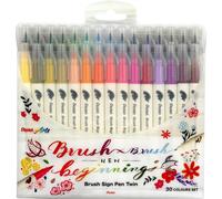 Pentel SESW30C-30 PentelArts BrushSignPen Stylo pinceau Twin, set de 30 pièces