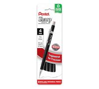 Pentel Sharp - Lot de 4 porte-mines (0,5 mm), ligne fine, corps noir, lot de 4 (P205PF4A)