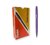Pentel Feutres S520 Sign Pen – Pointe fibre acrylique fine, encre violette – Lot de 12