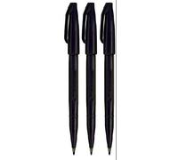 Pentel Marqueurs Sign Pen S520 - Lot de 3, pointe fine en fibre 2 mm (trait 1 mm) - Noir