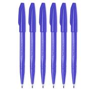 Pentel Sign Pen S520 Lot de 6 marqueurs à pointe fine en fibre - Pointe de 2 mm - Trait de 1 mm - Bleu