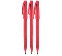 Pentel Sign Pen S520 originale Rouge Couleur Marqueurs pointe fibre fine 2 mm pointe 1 mm Line largeur (Lot de 3)