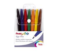 Pentel Sign Pen S527 Pochette de 7 stylos feutre Pointe acrylique 7 couleurs d'Encre