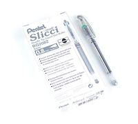 Pentel Slicci pointe aiguille-Arts métallisés 0,8 mm-encre Gel Argenté Boîte de 12 (BG208-Z)