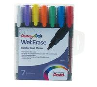 Pentel SMW26/7 Wet Erase Chalk Marker Medium Tip - Assorted Colours, Pack of 7 A