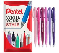 Pentel Stylo Brush Sign SES15C - Pointe pinceau - Pointe en fibre - Lot de 6 - Dans un coffret cadeau (tons fleuris)