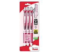 Pentel Stylo gel liquide rétractable BCA EnerGel Deluxe RTX (0,7 mm), pointe en métal, corps rose, encre noire (BL77PBP3A-BC)