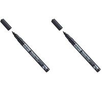 Pentel Stylo N50S-A Marqueur Permanent, Boîtier en Aluminium, 1.0 mm, Noir (Lot de 2)