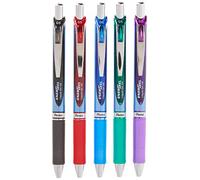 Pentel Stylo rétractable EnerGel Deluxe RTX - A gel liquide Paquet de 5 0.5mm Needle coloris assortis