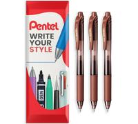 Pentel Stylo roller à encre gel rétractable EnerGel X BL107, lot de 3, encre marron