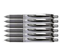 Pentel Stylo à encre gel rétractable EnerGel XM pointe moyenne avec zone de préhension - Corps noir et argenté, encre noire