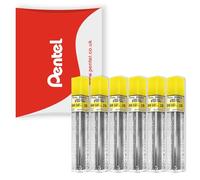 Pentel Super Hi-Polymer Lot de 6 tubes de 90 mines pour porte-mines automatiques/mécaniques dans un emballage Pentel Pillow 0,9 mm Grade 2B