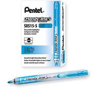 Pentel SXS15 Handy-Line S Surligneur rétractable et rechargeable, pointe qui ne sèche pas Bleu - Lot de 12
