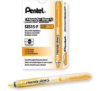 Pentel SXS15 Handy-Line S Surligneur rétractable et rechargeable, pointe qui ne sèche pas Orange - Lot de 12