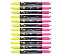 Pentel Twin Checker SLW8 Surligneur bi-pointe, Jaune et Rose, Lot de 12