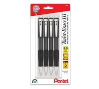 Pentel Twist-Erase III QE519BP4A Lot de 4 porte-mines (0,9 mm), ligne grasse, corps noir, lot de 4