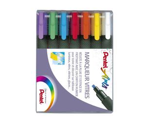 Pentel - Weterase - Marqueur craie pour vitre et surface lisse - Blanc/Jaune/Orange/Vert/Rouge/Bleu/Violet