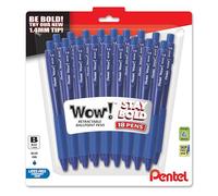 Pentel Wow! Lot de 18 stylos à bille rétractables (1,4 mm) avec corps triangulaire, encre bleue
