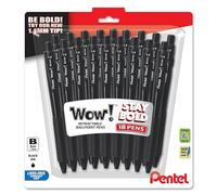 Pentel Wow! Lot de 18 stylos à bille rétractables (1,4 mm) avec corps triangulaire, encre noire