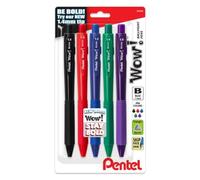 Pentel Wow! Lot de 5 stylos à bille rétractables Pointe épaisse Couleurs assorties 1,4 mm