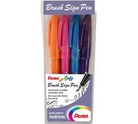 PentelArts Stylo fibre Brush Sign Pen étui 4 pièces Colour