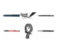 PentelArts Stylo pinceau Brush Pen, corps: noir/gris G
