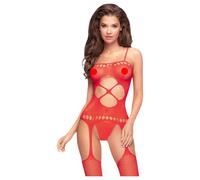 Penthouse Hot Nightfall - ensemble résille ondulé ouvert - rouge - XL