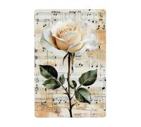 Pentimento avec fleurs, plaque métallique vintage avec musique et roses, affiche en métal rustique chic, décoration murale romantique, pour la maison, la salle de musique, le bar, la caverne d'homme,