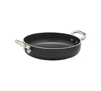 Pentole Agnelli alblack Casserole en Aluminium, épaisseur 5 mm, Fond Induction de 10 mm, avec 2 anses en Acier Inoxydable, Noir, 28 cm