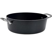Pentole Agnelli - Alblack - Casserole Haute en Aluminium, épaisseur 3 mm, avec 2 poignées en Acier Inoxydable 20 cm Noir