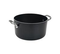 Pentole Agnelli - Alblack - Casserole Haute en Aluminium, épaisseur 3 mm, avec 2 poignées en Acier Inoxydable 28 cm Noir