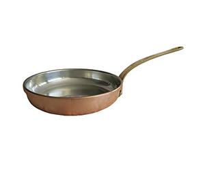 Pentole Agnelli ALCM111M24 Poêle martelée en cuivre étamé à la main avec poignée en laiton, diamètre 24 cm