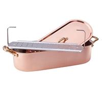 Pentole Agnelli ALCM118M40 Boîte de poisson avec couvercle et marteau en cuivre martelé à la main, 40 cm