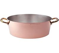 Pentole Agnelli ALCU10420 Faitout haut, Cuivre lisse étamé à la main, avec deux poignées en laiton, 20 cm