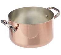 Pentole Agnelli ALCU104PI20 Casserole haute en cuivre avec 2 poignées en acier inoxydable, cuivre étamé pour induction, 20 cm