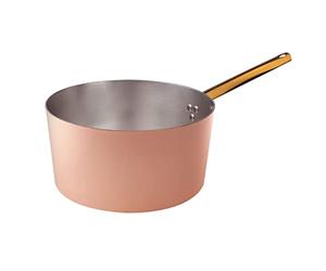 Pentole Agnelli ALCU10524 Casserole haute avec poignée, cuivre lisse, étamé à la main, 24 cm