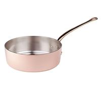 Pentole Agnelli ALCU107F20 Casserole basse en cuivre étamé, manchon en cuivre lisse en laiton coulé à la française, 20 cm