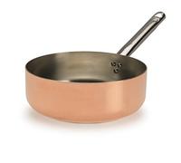 Pentole Agnelli ALCU107PI28 Faitout bas, Cuivre étamé avec double fond pour induction, avec poignée tubulaire en acier inoxydable, 28 cm