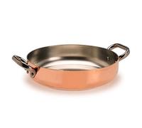 Pentole Agnelli ALCU110PI28 Poêle en cuivre étamé avec 2 poignées en acier inoxydable et fond à induction, 28 cm
