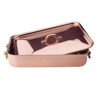 Pentole Agnelli ALCU150C36 Rôtissoire avec couvercle en cuivre lisse étamé, 36 x 26 cm