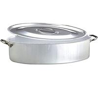 Pentole Agnelli ALMA12650 Cocotte Ovale avec Couvercle et 2 Poignées Acier Inoxydable, Acier Inoxydable, 50 x 36 cm