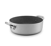 Pentole Agnelli ALSA106GPI32 Ligne Shark Skin Casserole basse anti-adhésive avec 2 poignées en acier inoxydable, 32 cm