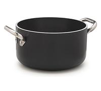Pentole Agnelli ALSA2104SSPI20 Casserole Haute Aluminium Alblack, épaisseur 5 mm, Fond à Induction 10 mm, avec 2 poignées en Acier Inoxydable, 20 cm, Noir