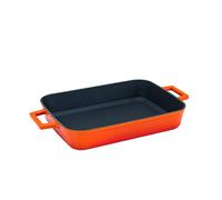 Pentole Agnelli Coghsgt26400o Bicolore Grill avec 2 poignées en Fonte 26 x 40 cm, Orange