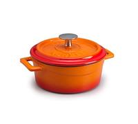 Pentole Agnelli COGHSRP10410O Casserole à Cuisson Lente avec poignées et Couvercle, Fonte, Orange, 0,36 L