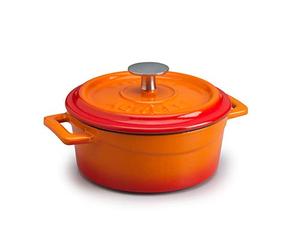 Pentole Agnelli COGHSRP10410O Casserole à Cuisson Lente avec poignées et Couvercle, Fonte, Orange, 0,36 L