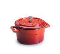 Pentole Agnelli COGHSRP10410R Casserole à Cuisson Lente avec poignées et Couvercle, Fonte, Rouge, 0,36 L