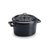 Pentole Agnelli COGHSRP10410S Cocotte avec poignées et Couvercle, Fonte, Noir Brillant, 0,35 L