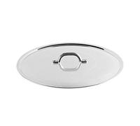 Pentole Agnelli FAMA2930 Flat Lid with Handle, Rim and Bridge, Heavy Type in BLTF Aluminum, Polished Silver, 30 cm